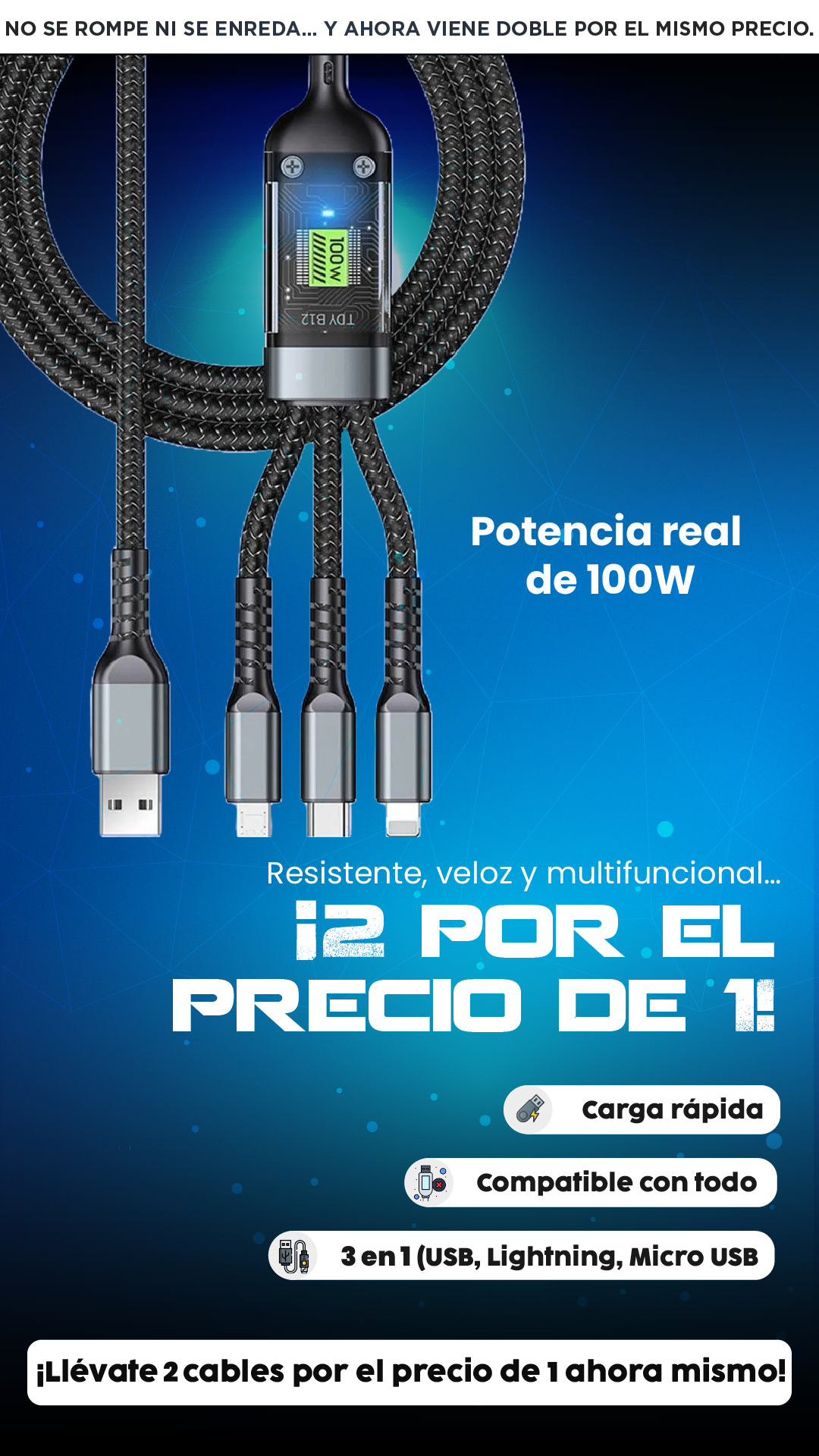 Cargador 3 en 1| Carga más rápido y llévate 2x1