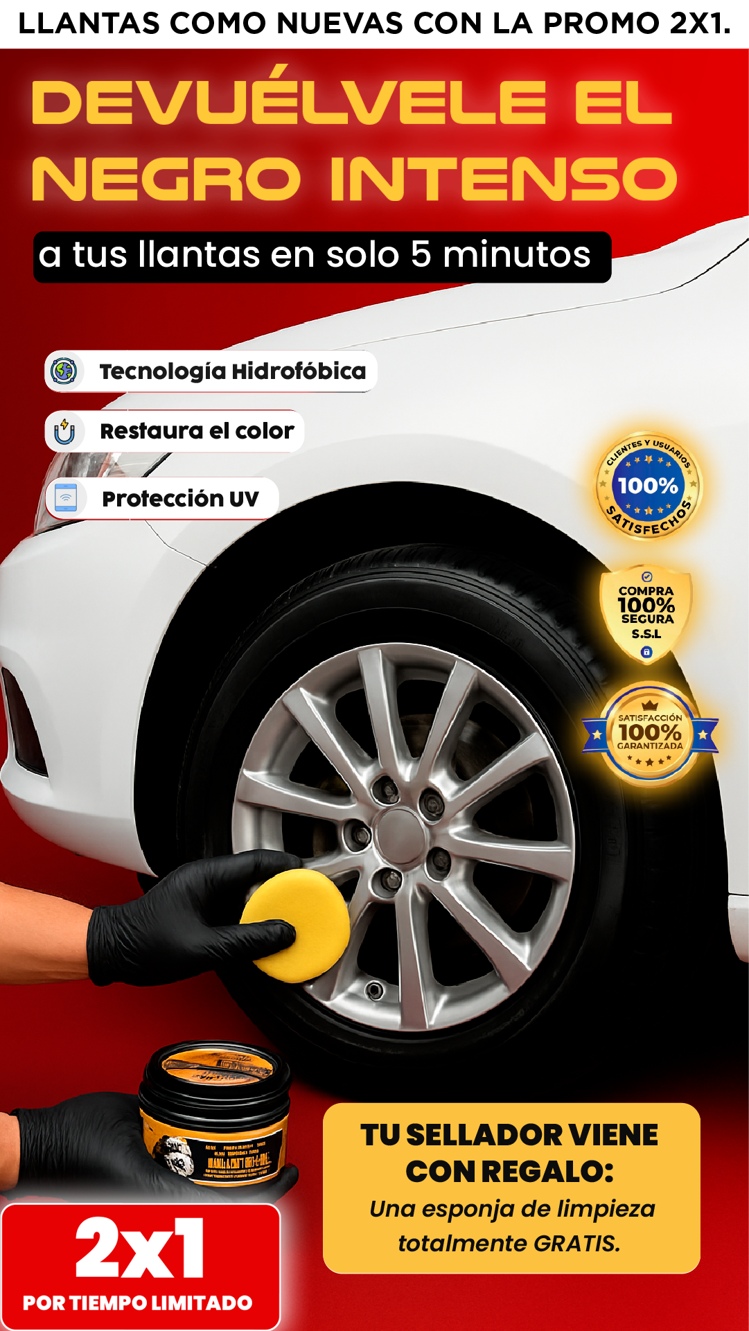 Restaurador neumáticos| Brillo intenso al instante — llévate 2x1.
