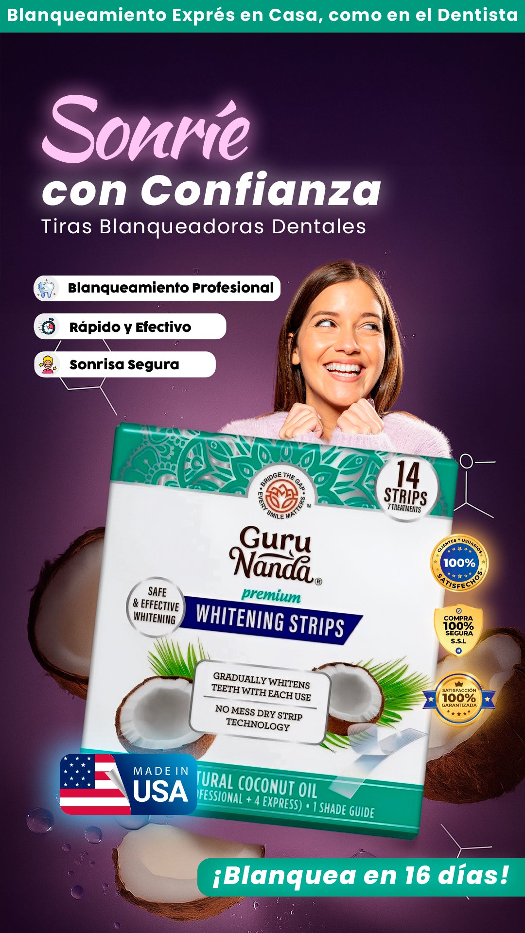 Tiras Blanqueadoras Dentales | GuruNanda